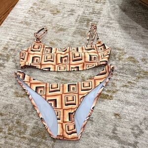 Triangle Geometric Print Bikini Set